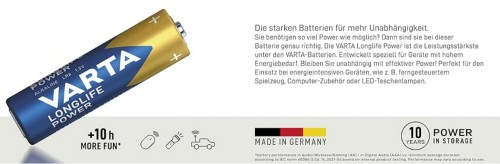 Varta Longlife Power AA Mignon LR6 4906 Batterien Set 4-StÃŒck